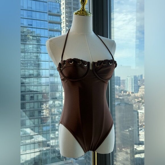 🆕 ZIMMERMANN 🧿 NWOT Devi Balconette Eyelet 1PC Bathing Suit, Sz 0 US 2 - 4 - Picture 4 of 16